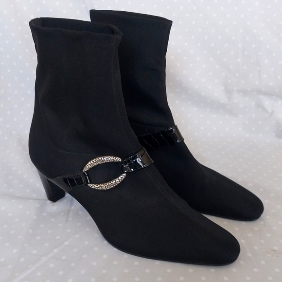 Brighton Tune Black Made in Italy Heeled Pull On Stretch Boots - Picture 1 of 10